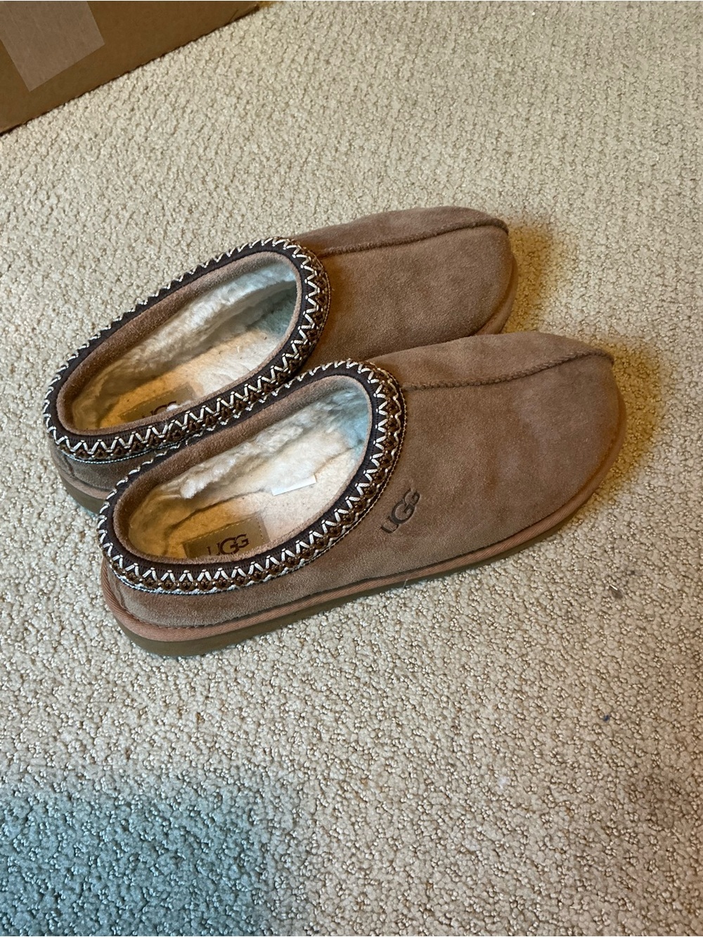 UGG Brown Suede Shearling-Lined Slip-On Clog
